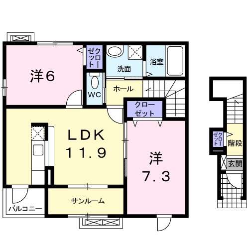 山形市北町のアパートの間取り