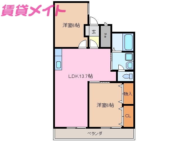 鈴鹿市池田町のマンションの間取り