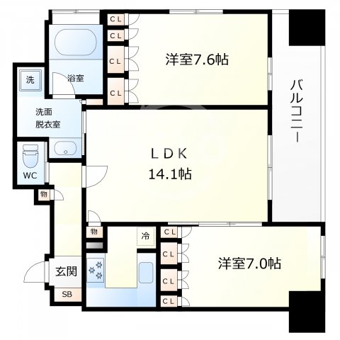 大阪市北区西天満のマンションの間取り