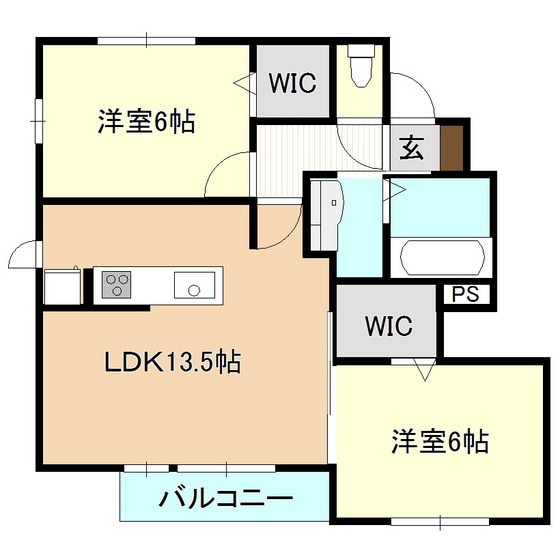 つくばみらい市紫峰ヶ丘のアパートの間取り