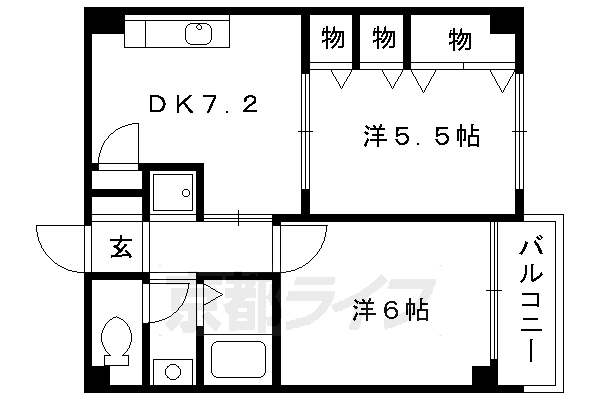 京都市伏見区北端町のマンションの間取り