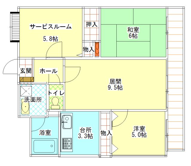 アーバンスクエア麻里布の間取り