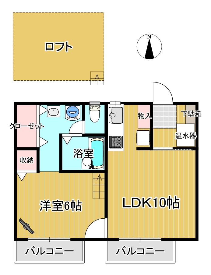 上田市中之条のアパートの間取り