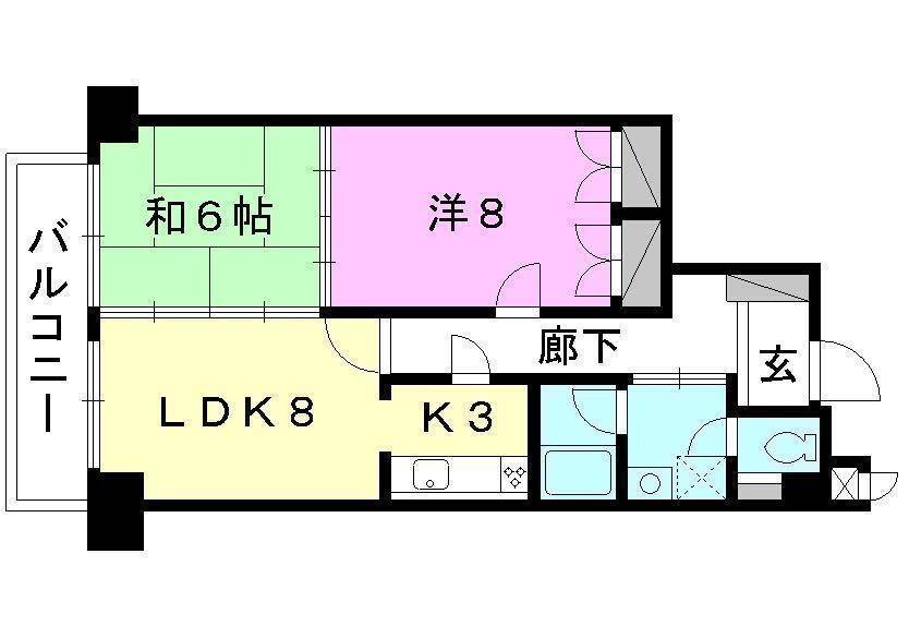 松山市小坂のマンションの間取り