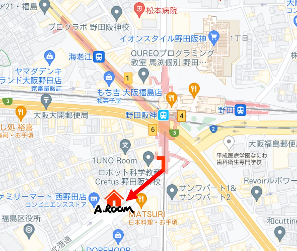 【駅近店舗×送迎サービスあります！】野田駅・野田阪神駅から徒歩2分、海老江駅から徒歩5分です。