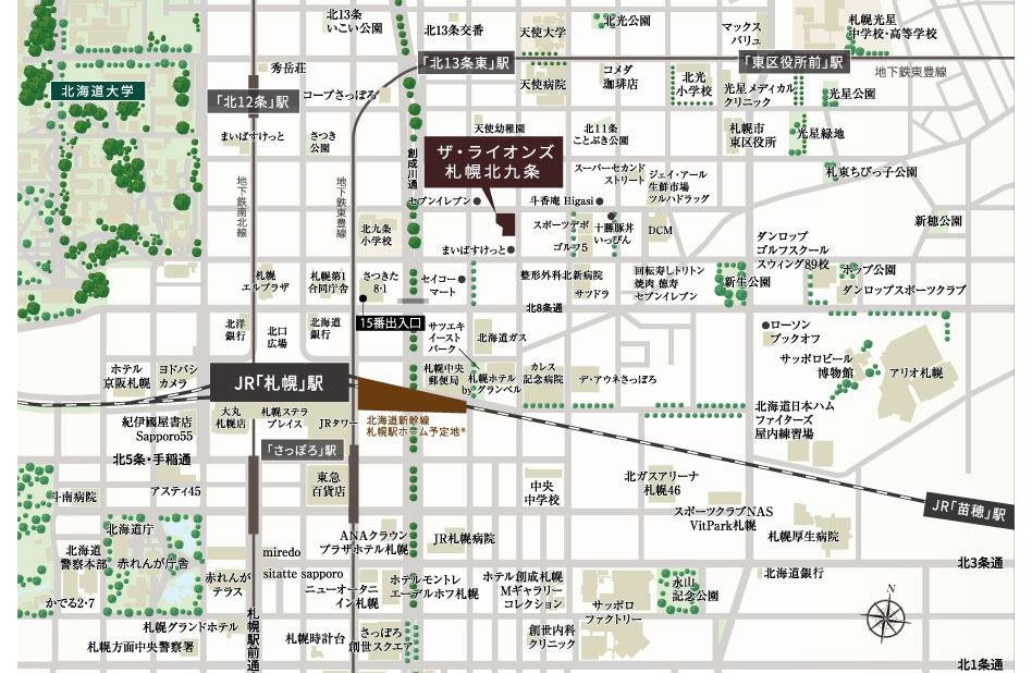 ザ・ライオンズ札幌北九条の現地案内図