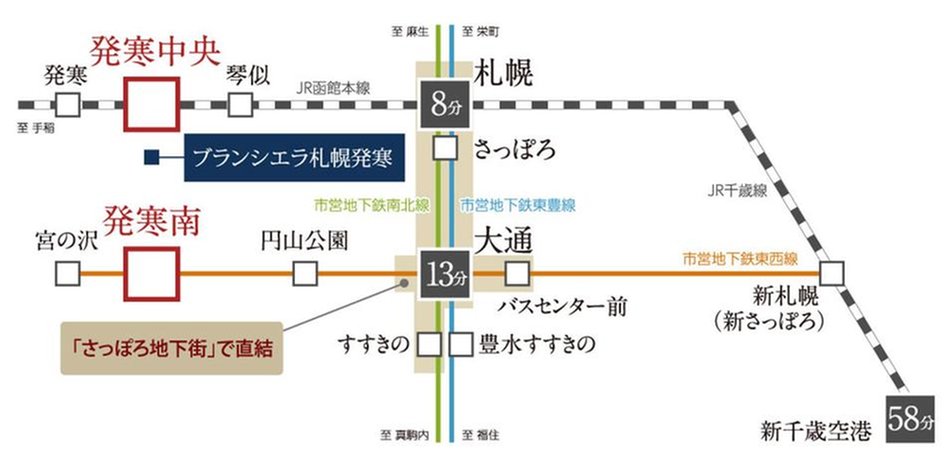 ブランシエラ札幌発寒の交通アクセス図