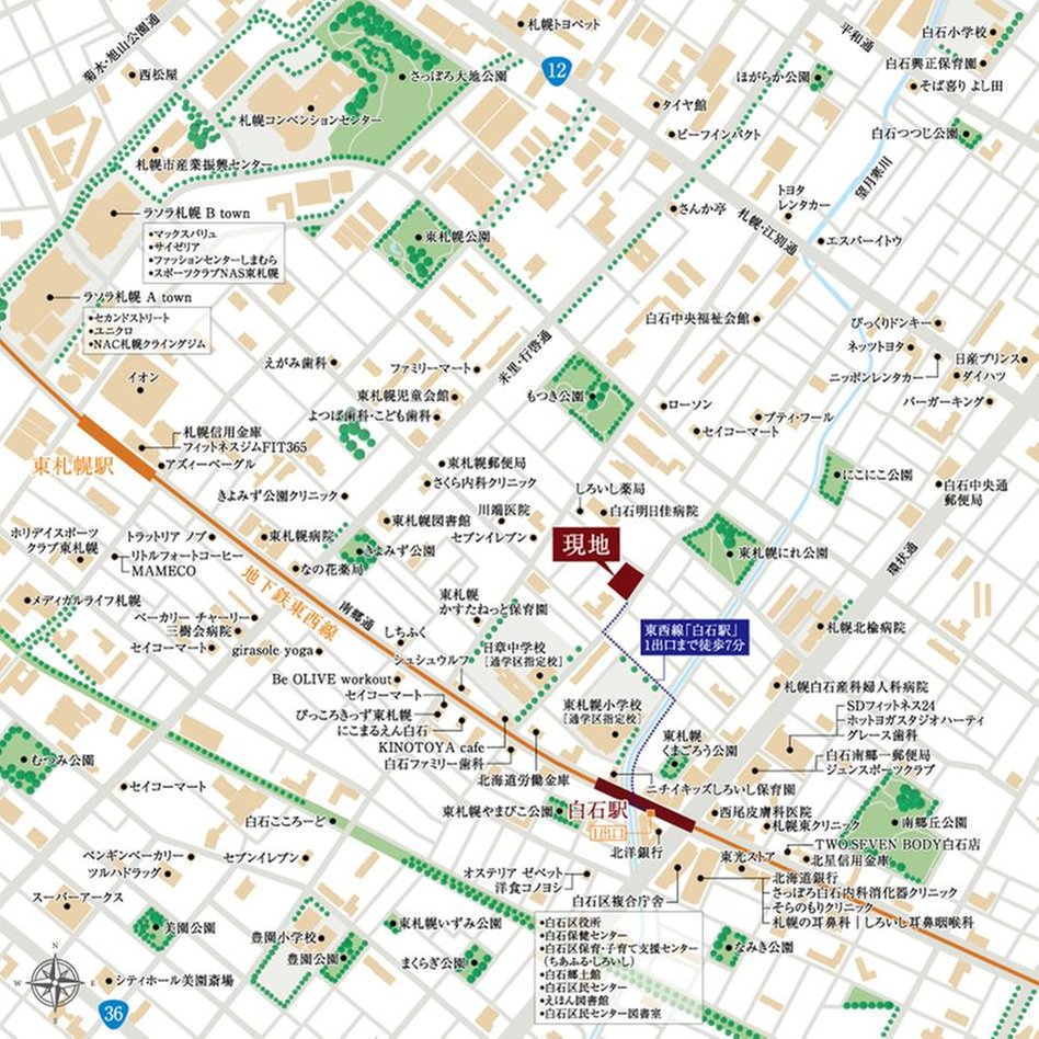 ブランシエラ東札幌サンリヤンの現地案内図