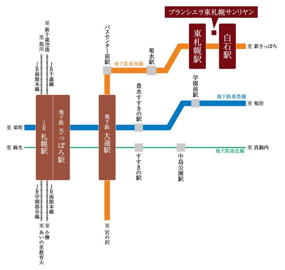 ブランシエラ東札幌サンリヤンの交通アクセス図