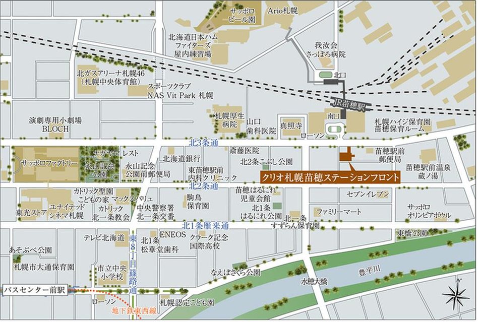 クリオ札幌苗穂ステーションフロントの現地案内図