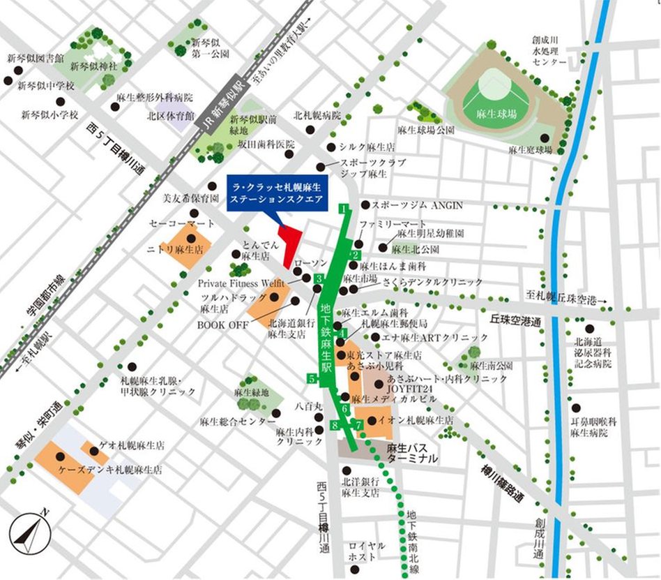 ラ・クラッセ札幌麻生ステーションスクエアの現地案内図
