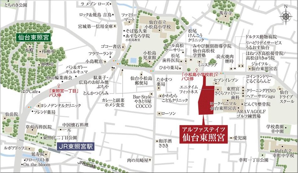 アルファステイツ仙台東照宮の現地案内図