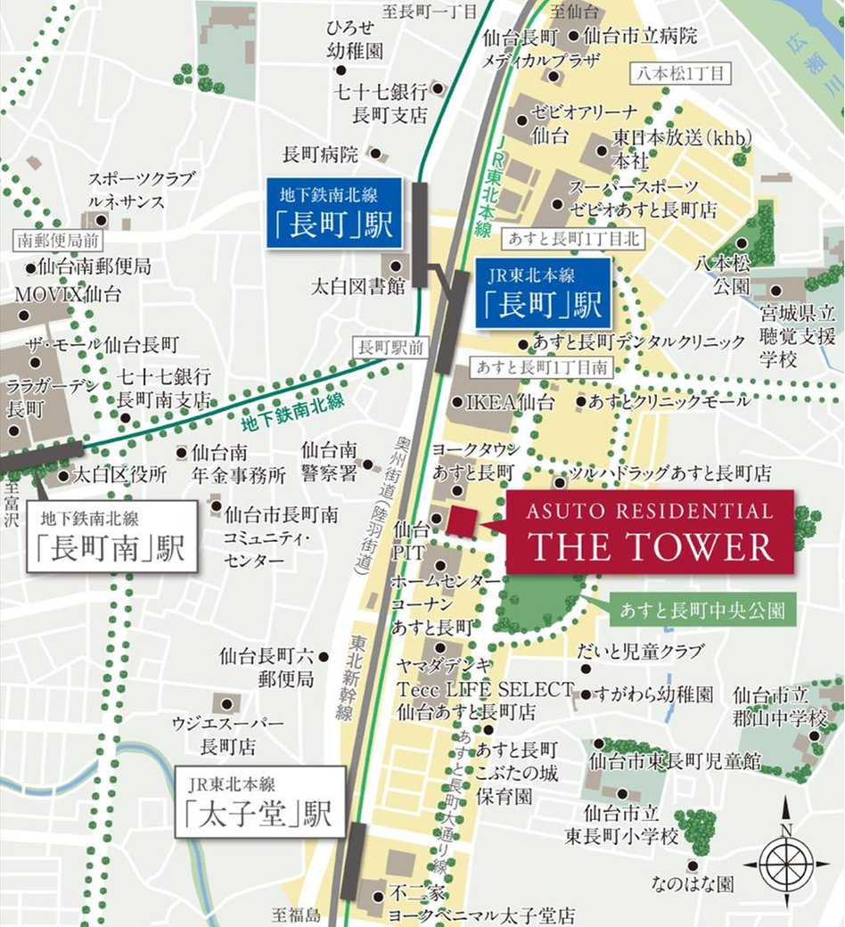 ASUTO RESIDENTIAL THE TOWERの現地案内図