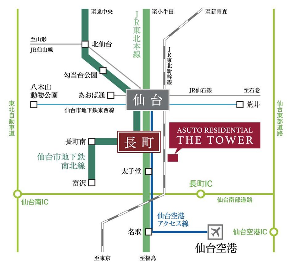ASUTO RESIDENTIAL THE TOWERの交通アクセス図