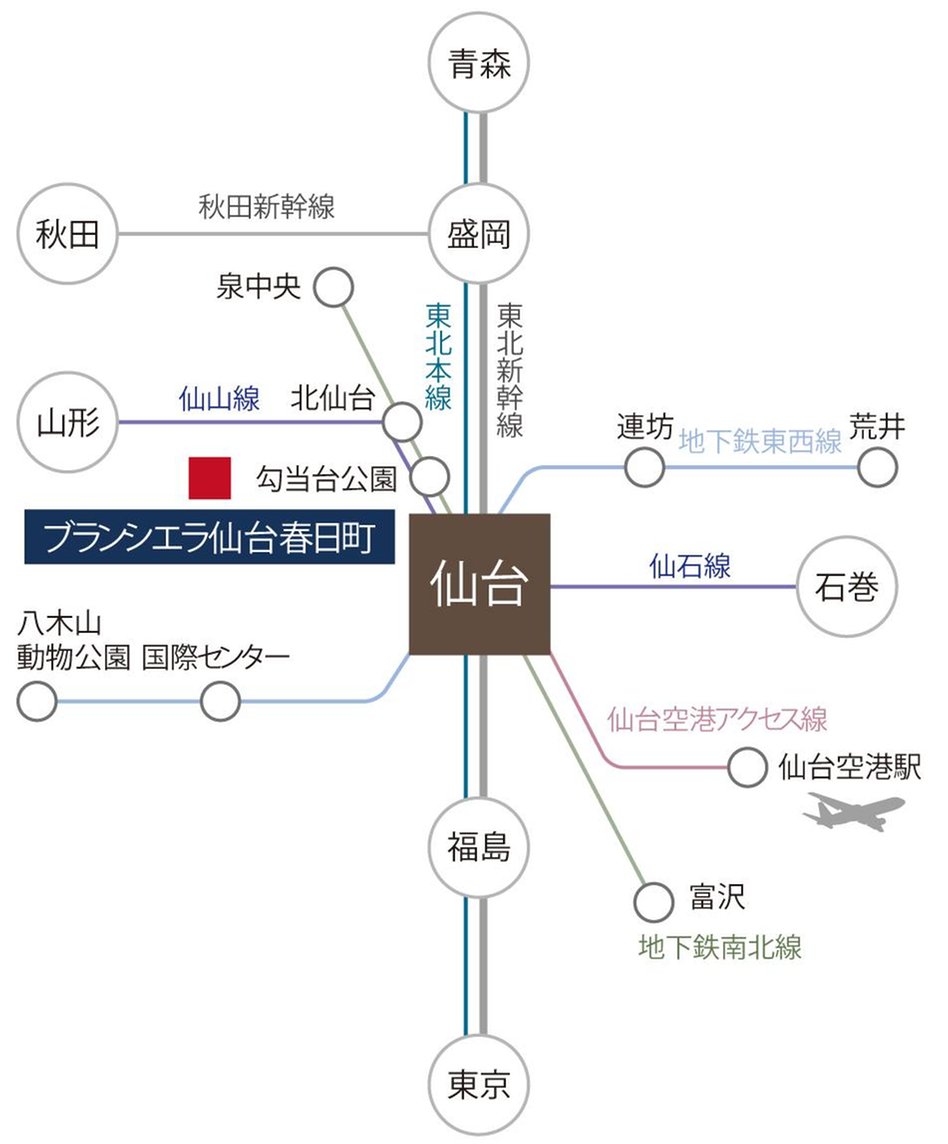 ブランシエラ仙台春日町（定禅寺通緑地レジデンス）の交通アクセス図