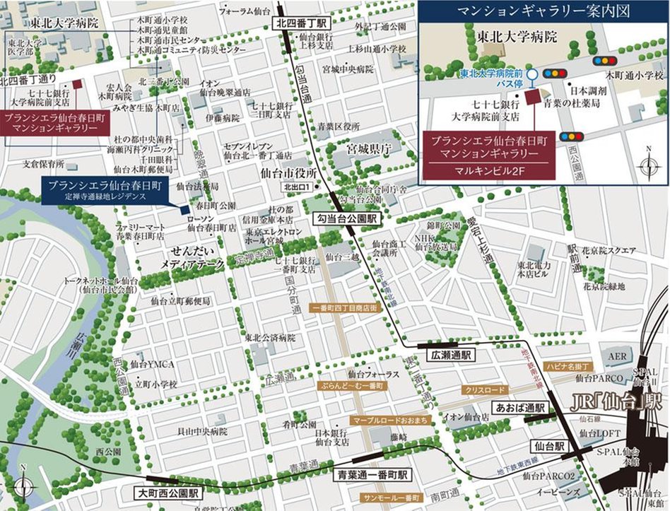 ブランシエラ仙台春日町（定禅寺通緑地レジデンス）の現地案内図