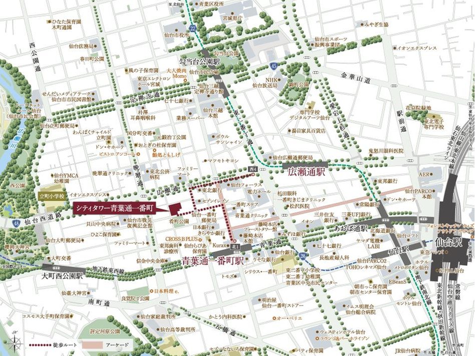シティタワー青葉通一番町の現地案内図