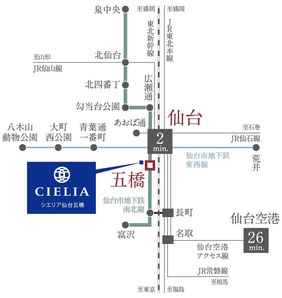 シエリア仙台五橋の交通アクセス図