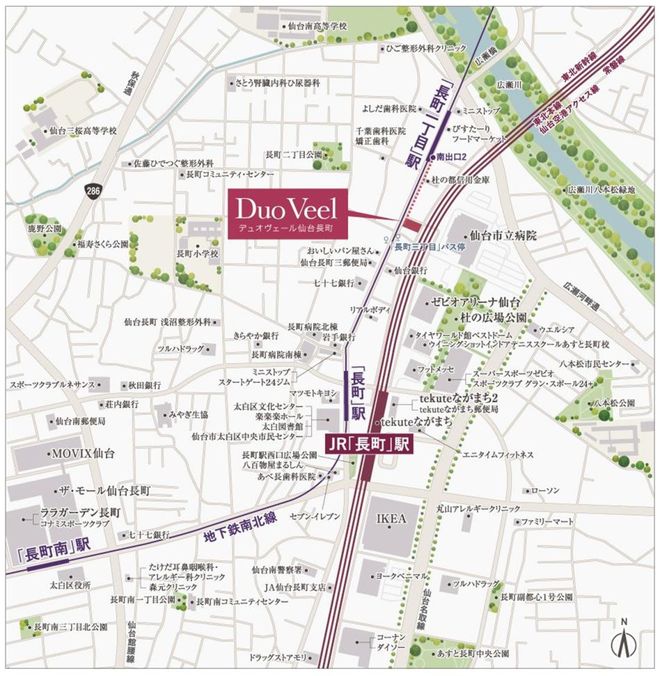 デュオヴェール仙台長町の現地案内図