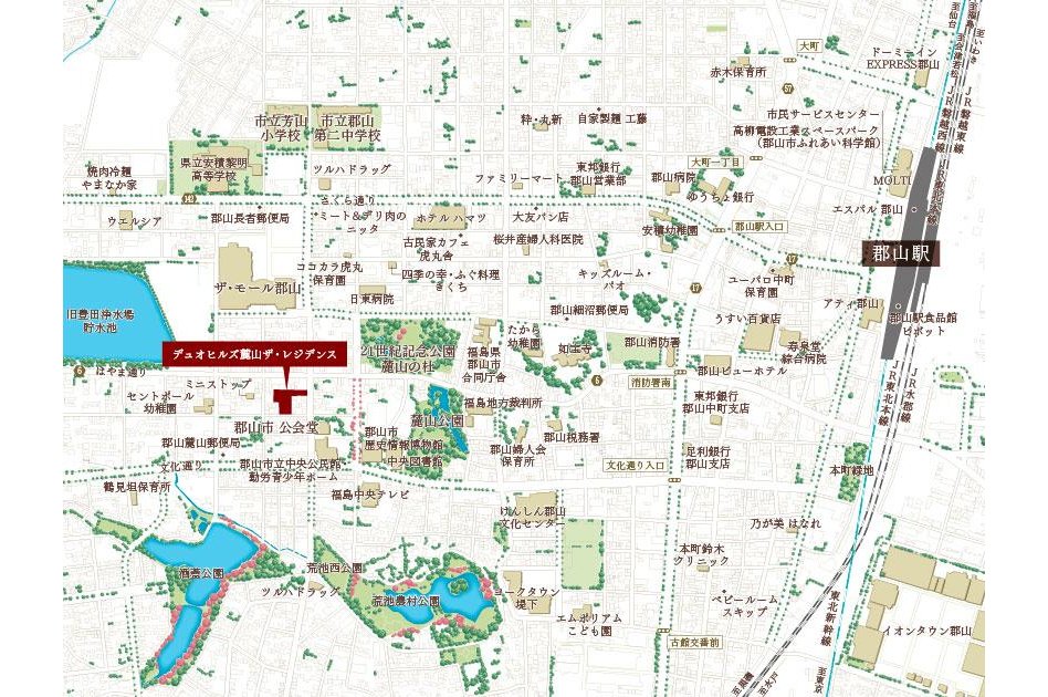 デュオヒルズ麓山ザ・レジデンスの現地案内図