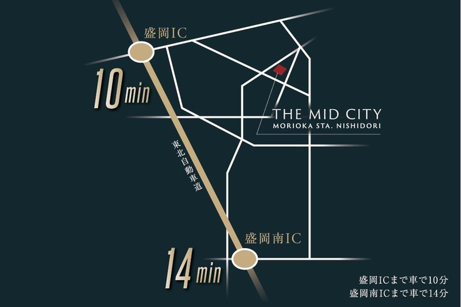 ザ・ミッドシティ盛岡駅西通の交通アクセス図