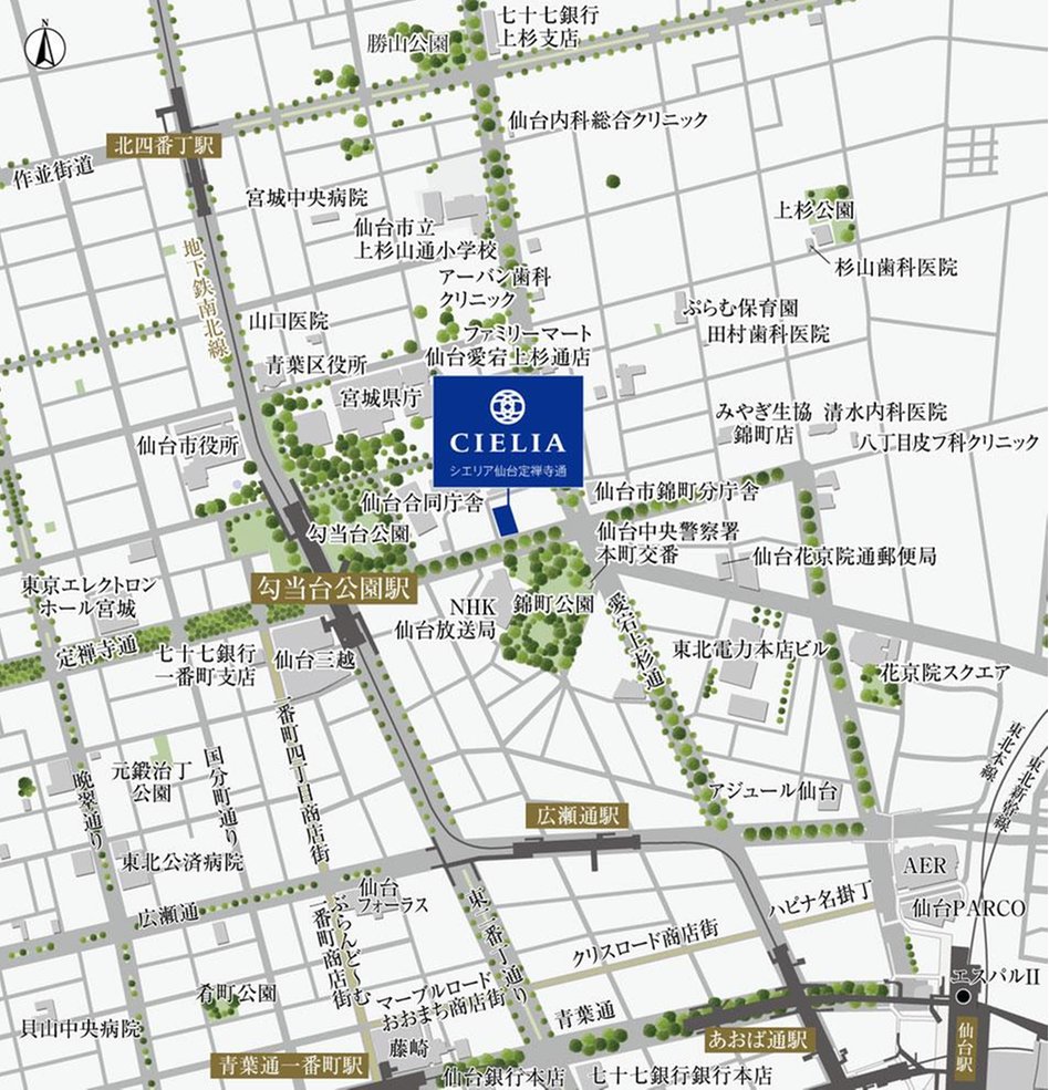 シエリア仙台定禅寺通の現地案内図