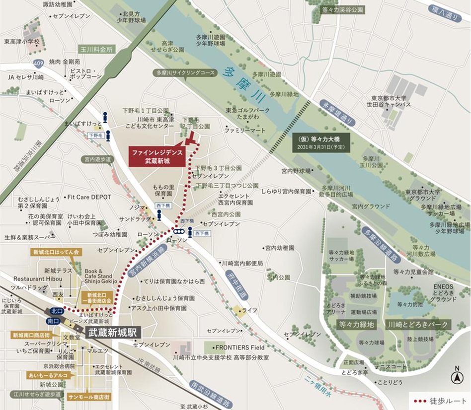 ファインレジデンス武蔵新城の現地案内図