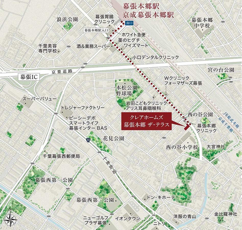 クレアホームズ幕張本郷 ザ・テラスの現地案内図