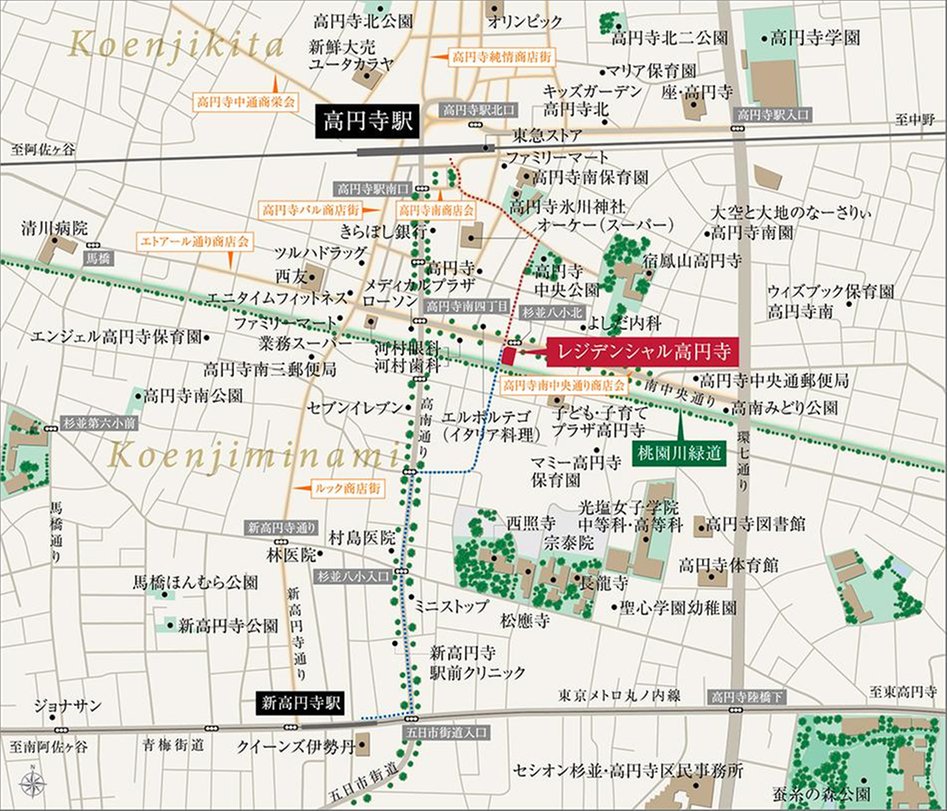 レジデンシャル高円寺の現地案内図