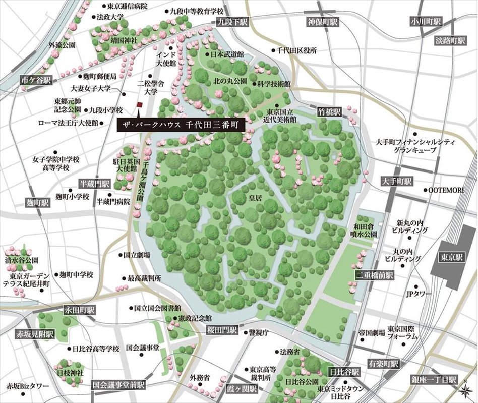 ザ・パークハウス 千代田三番町の現地案内図