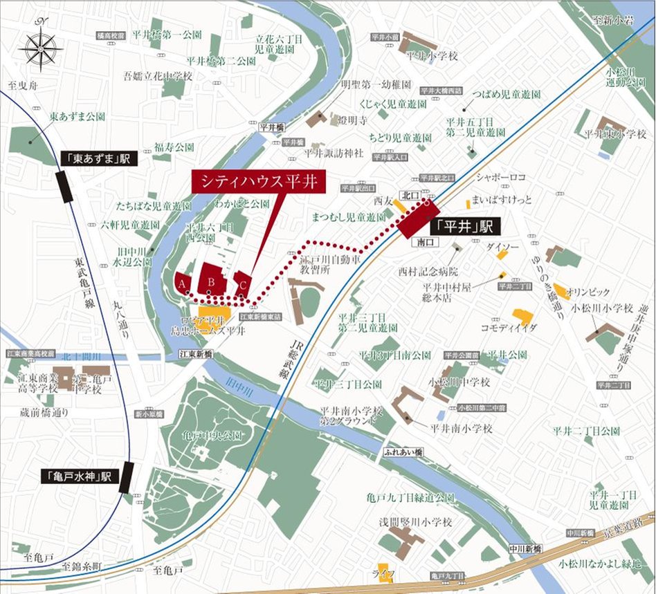 シティハウス平井の現地案内図