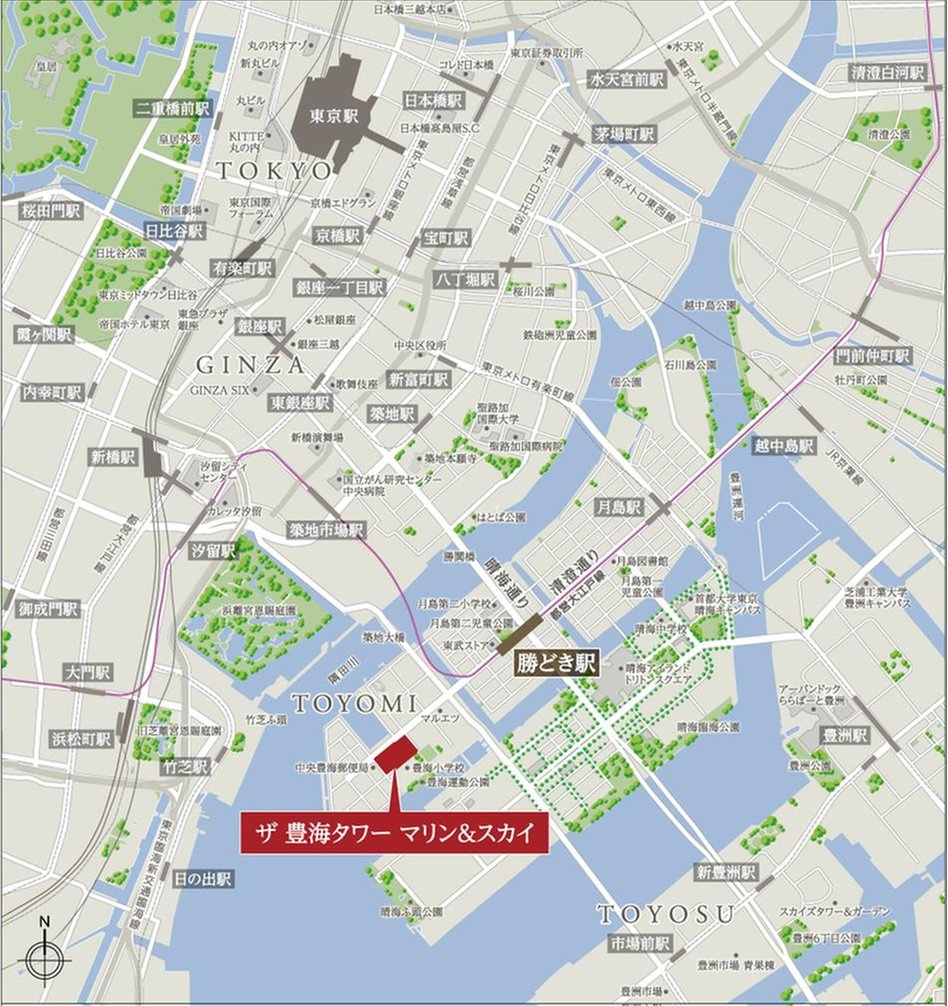 THE TOYOMI TOWER MARINE&SKYの現地案内図