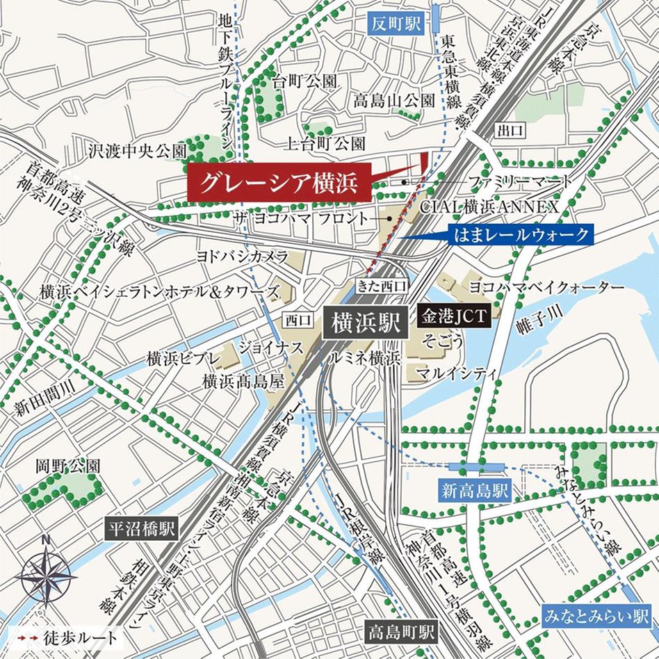 グレーシア横浜の現地案内図