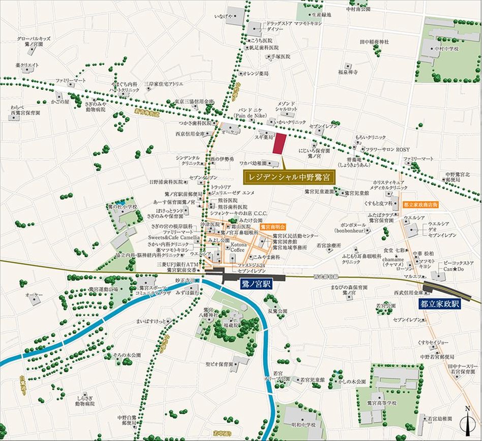 レジデンシャル中野鷺宮の現地案内図