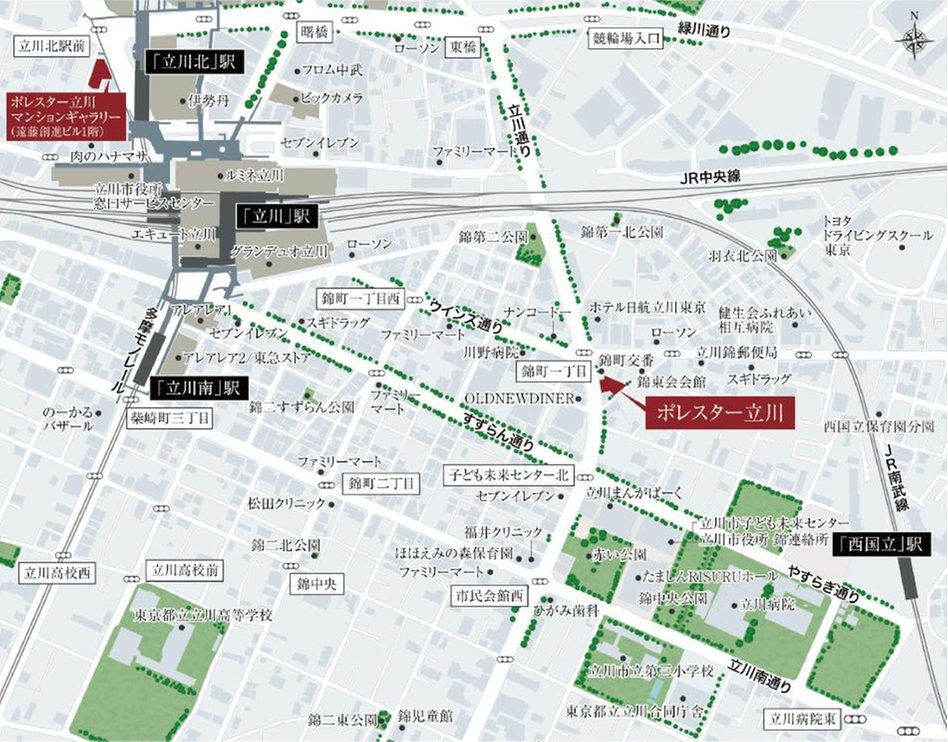 ポレスター立川の現地案内図