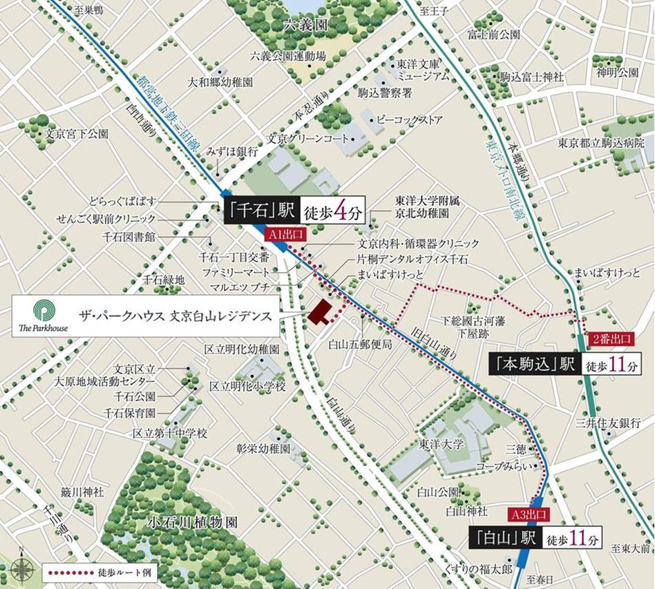 ザ・パークハウス 文京白山レジデンスの現地案内図