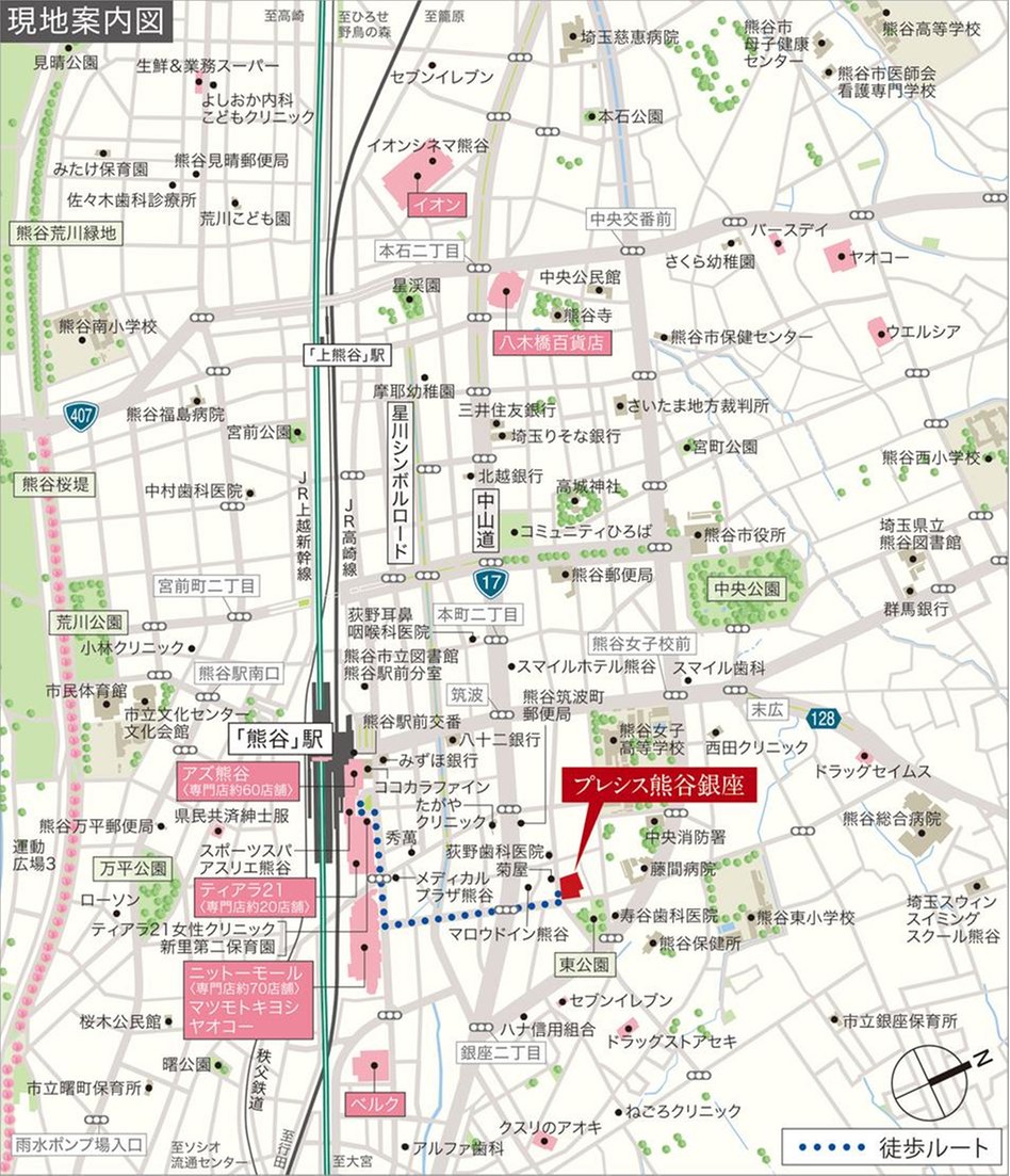 プレシス熊谷銀座の現地案内図