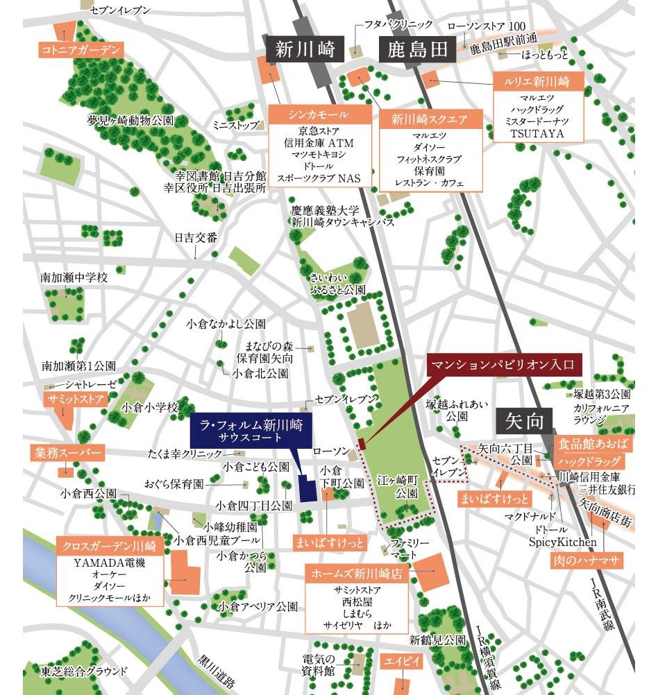 ラ・フォルム新川崎サウスコートの現地案内図