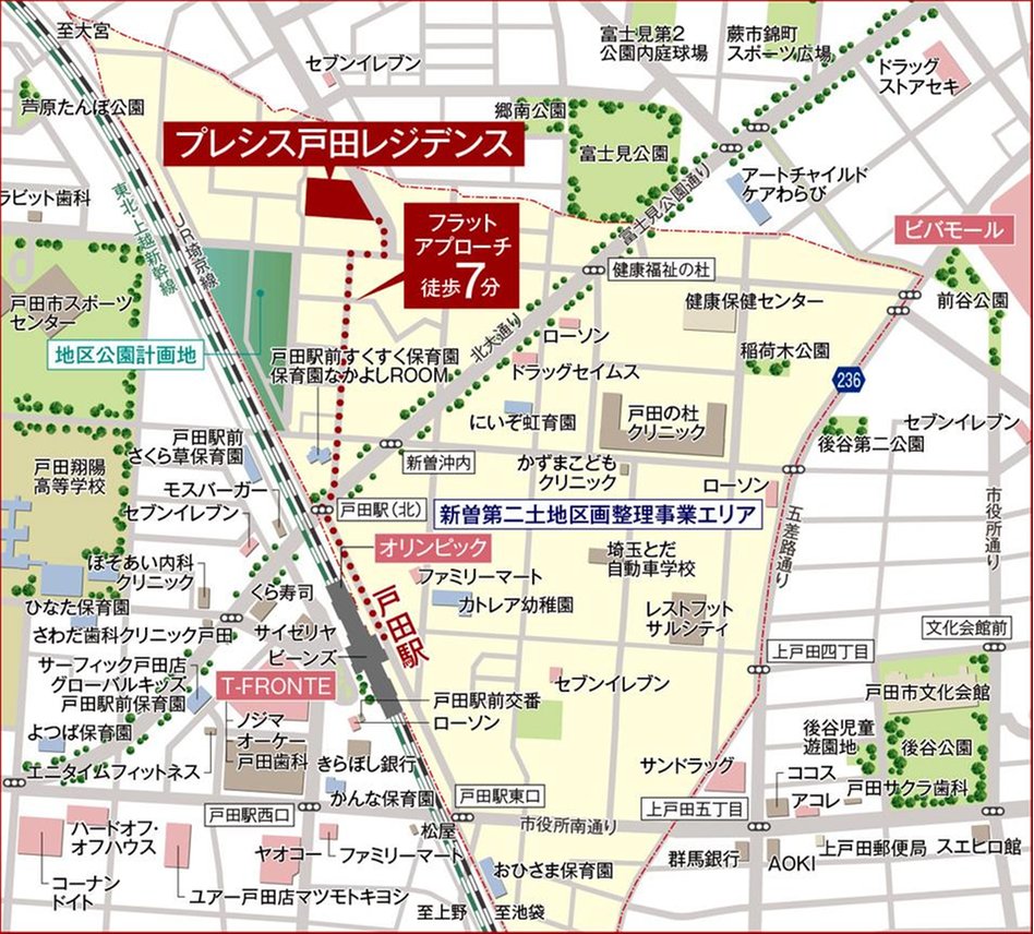 プレシス戸田レジデンスの現地案内図