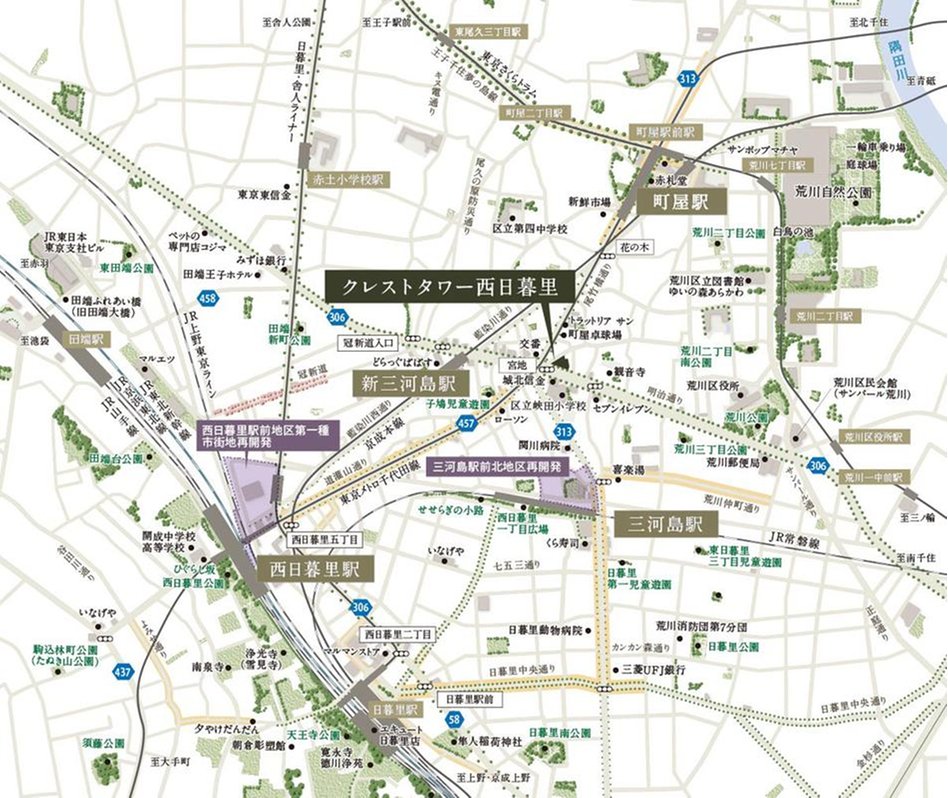 クレストタワー西日暮里の現地案内図