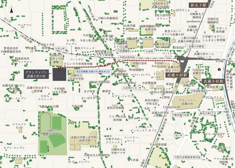 グランドメゾン武蔵小杉の杜の現地案内図