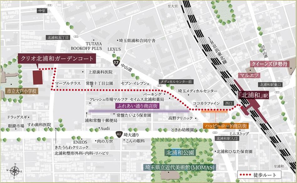 クリオ北浦和ガーデンコートの現地案内図