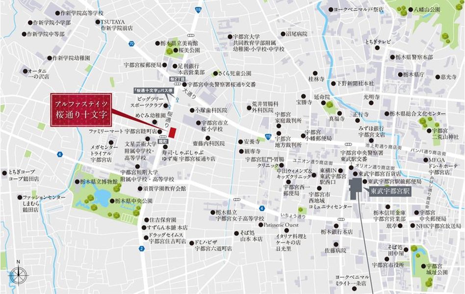 アルファステイツ桜通り十文字の現地案内図