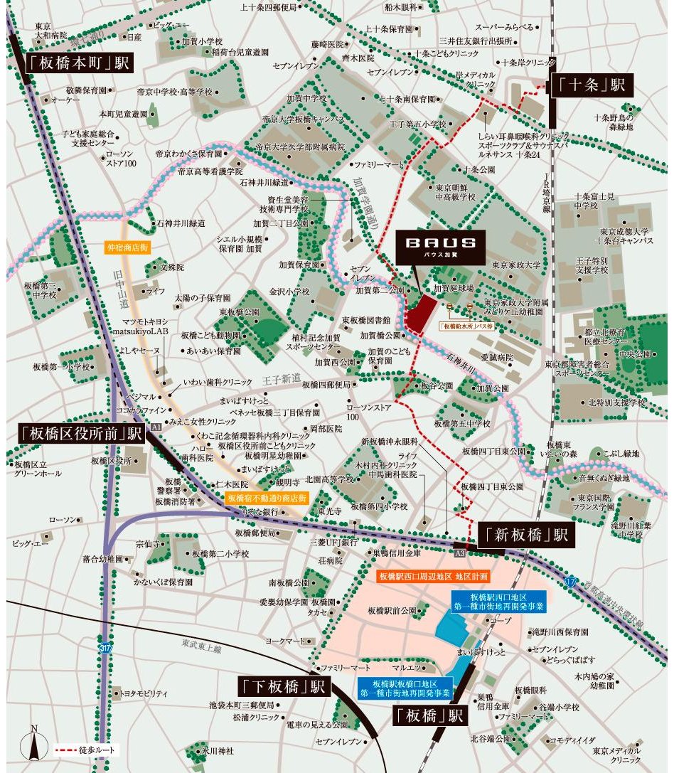 バウス加賀の現地案内図