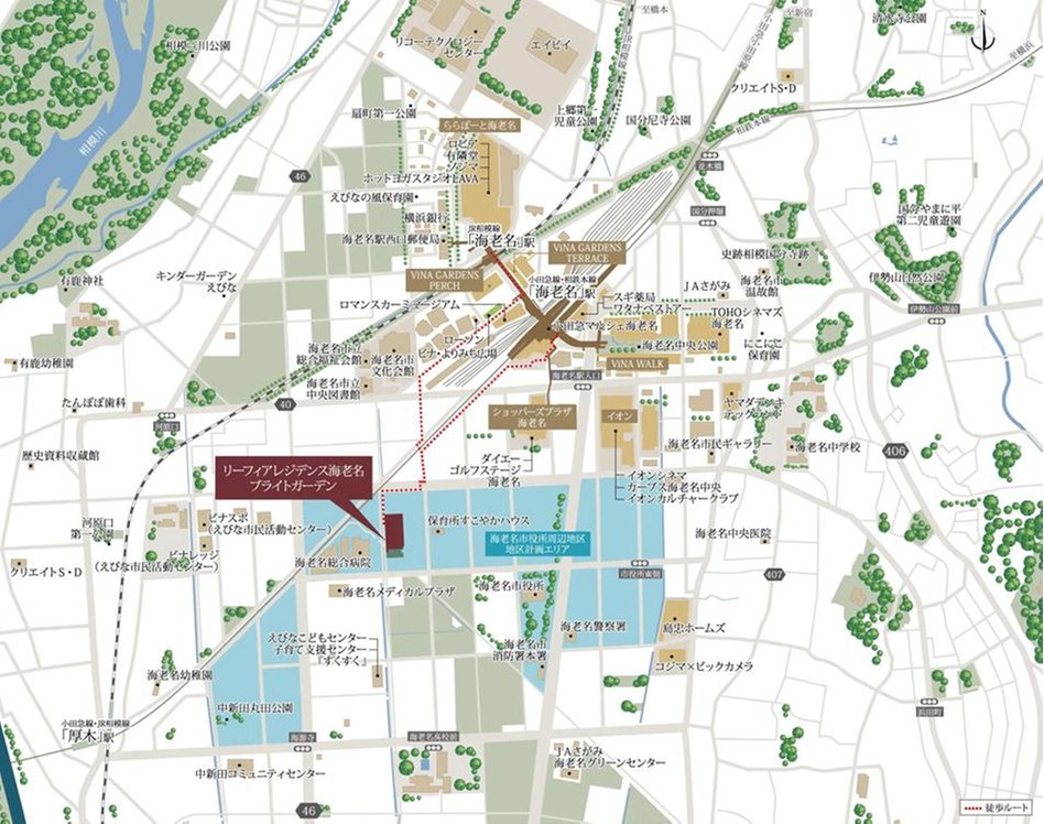 リーフィアレジデンス海老名ブライトガーデンの現地案内図