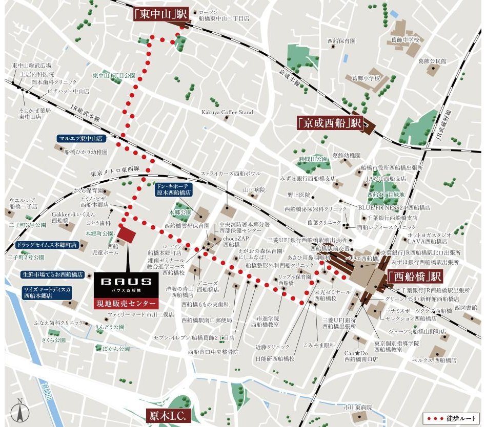 バウス西船橋の現地案内図
