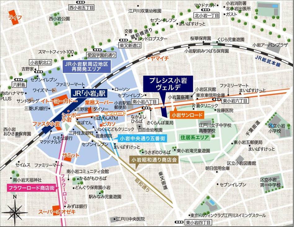 プレシス小岩ヴェルデの現地案内図