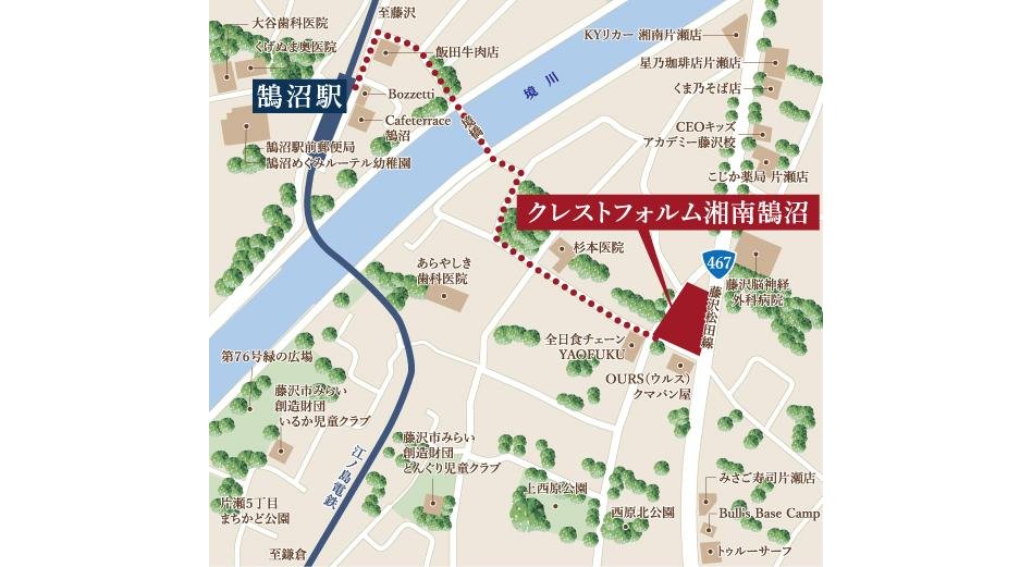 クレストフォルム湘南鵠沼の現地案内図