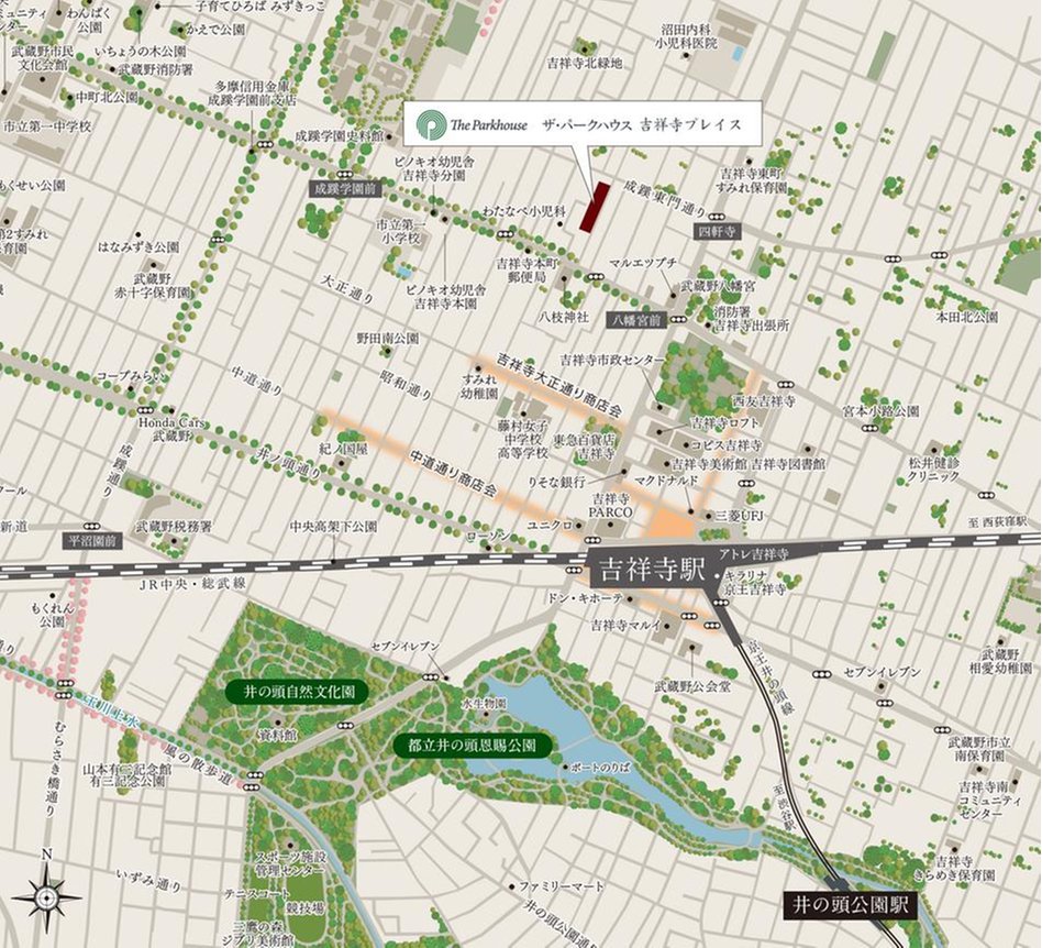 ザ・パークハウス 吉祥寺プレイスの現地案内図