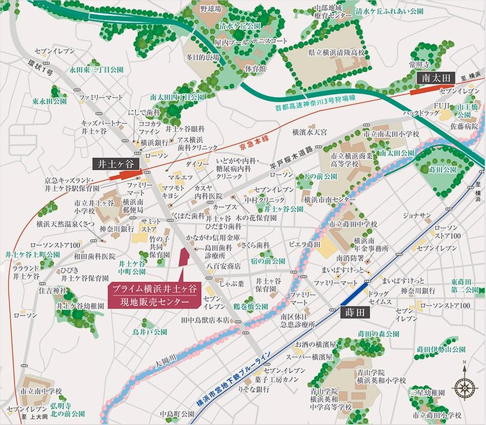 プライム横浜井土ヶ谷の現地案内図